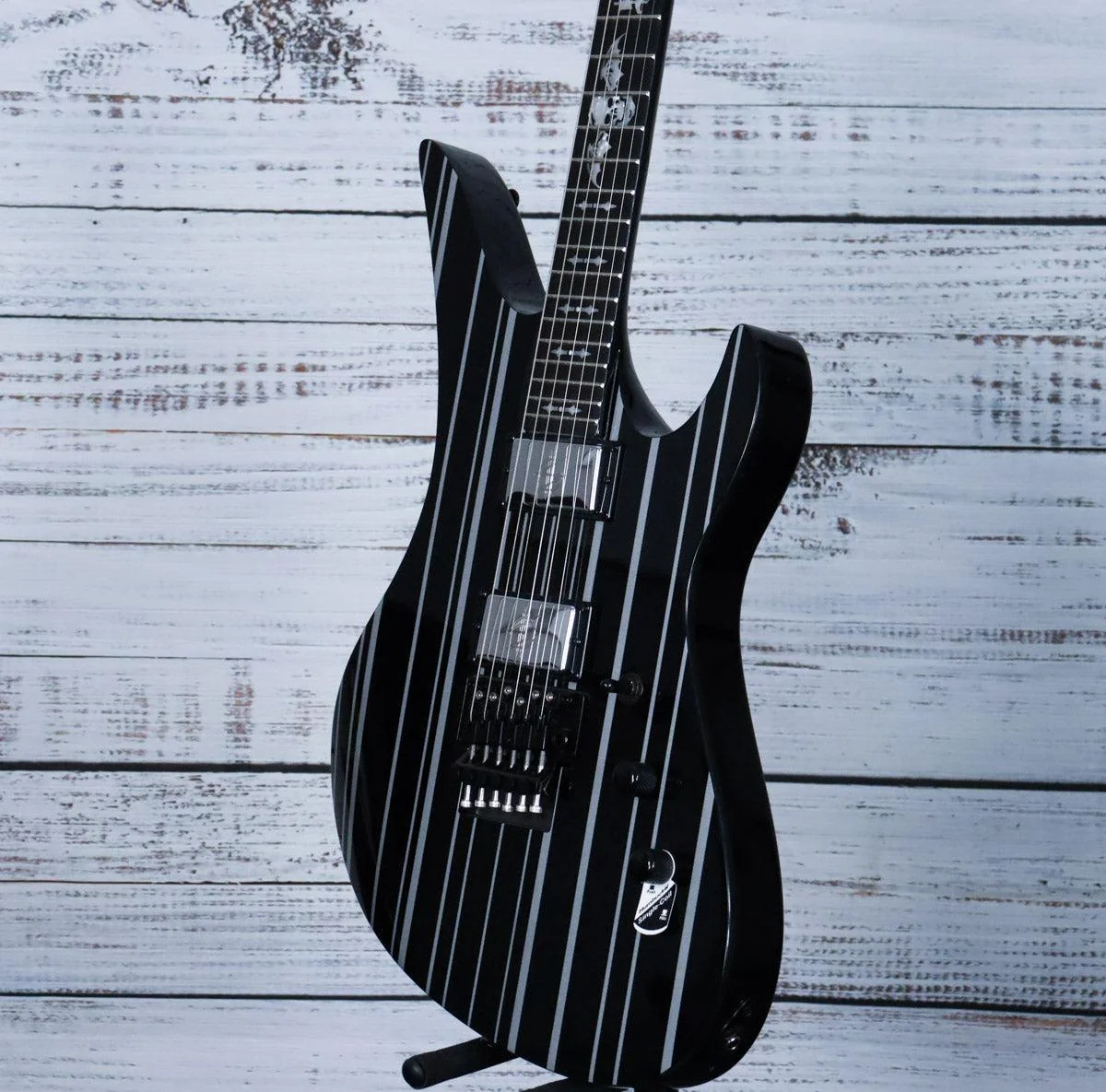 Schecter Synyster Custom | Gloss Black with Silver Pinstripes - Image 4