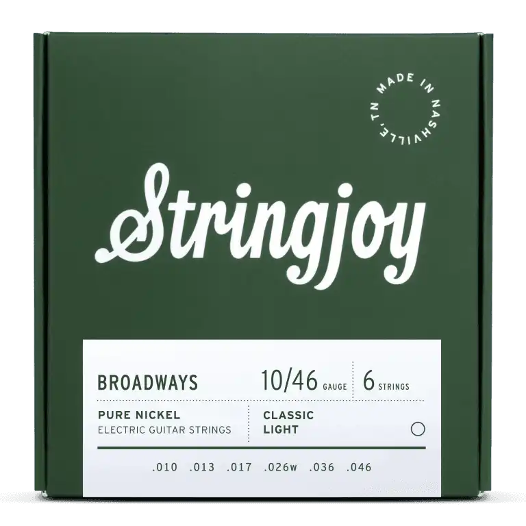 Stringjoy Broadways Pure Nickel Electric Guitar Strings | 10-46 (Classic Light)