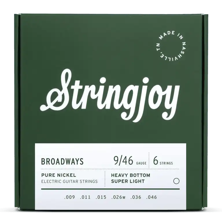 Stringjoy Broadways Pure Nickel Electric Guitar Strings | 9-46 (Heavy Bottom Super Light)