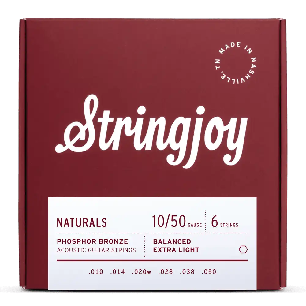 Stringjoy Naturals Phosphor Bronze Acoustic Guitar Strings | 10-50 (Balanced Extra Light)