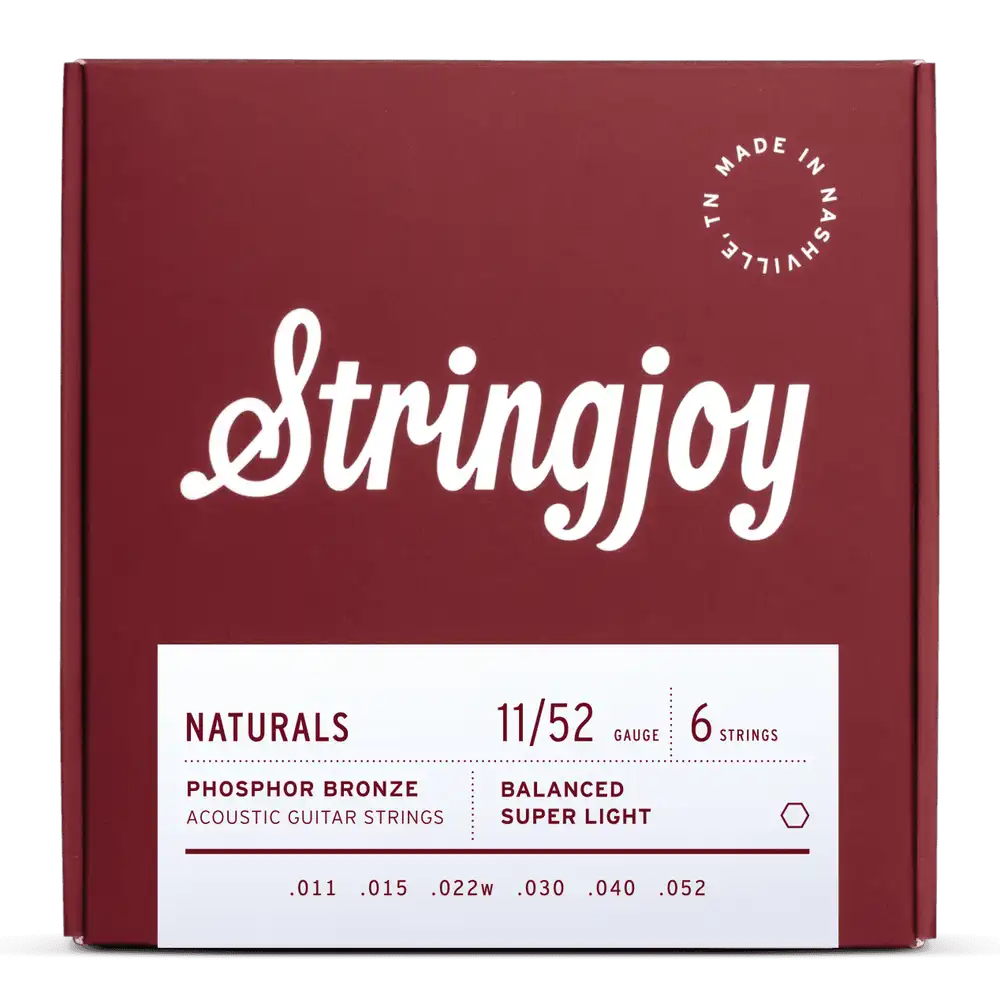 Stringjoy Naturals Phosphor Bronze Acoustic Guitar Strings | 11-52 (Super Light)