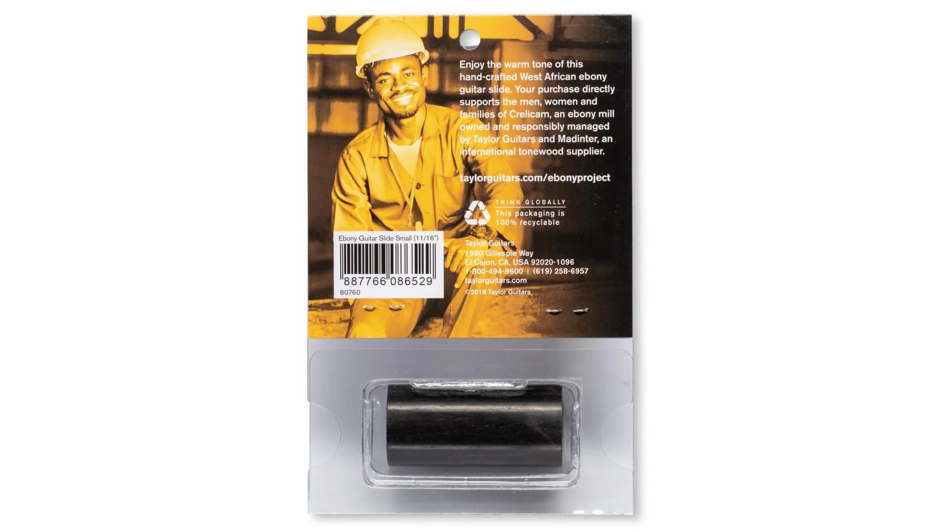 Taylor Guitar Slide | Crelicam Ebony | Medium, 3/4" - Image 3