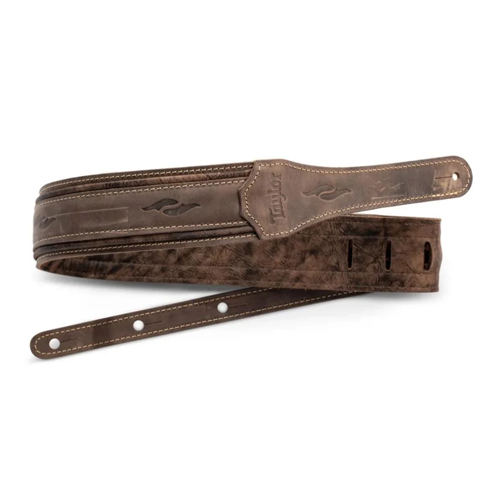 Taylor Element Distressed Leather Guitar Strap | 3.0" | Dark Brown