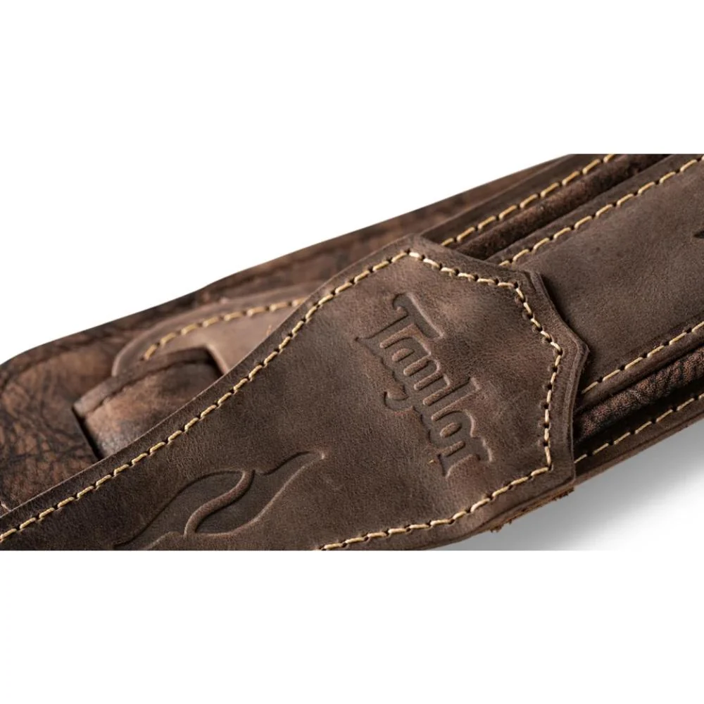 Taylor Element Distressed Leather Guitar Strap | 3.0" | Dark Brown - Image 3