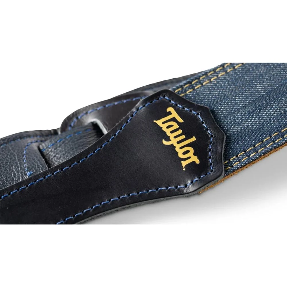 Taylor Blue Denim Guitar Strap | 2.0" | Gold Logo - Image 3