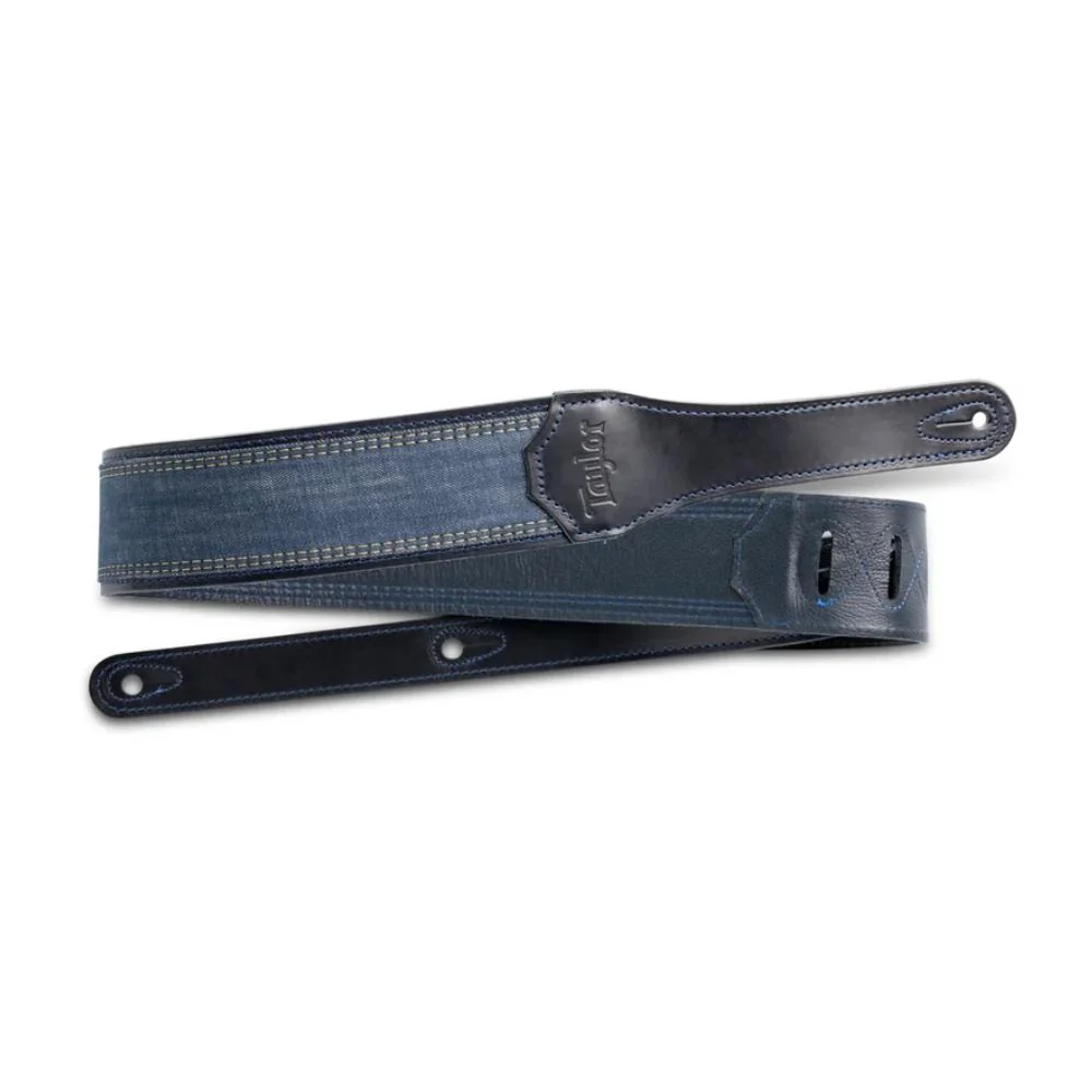 Taylor Blue Denim Guitar Strap | 2.5" | Navy Leather Edges