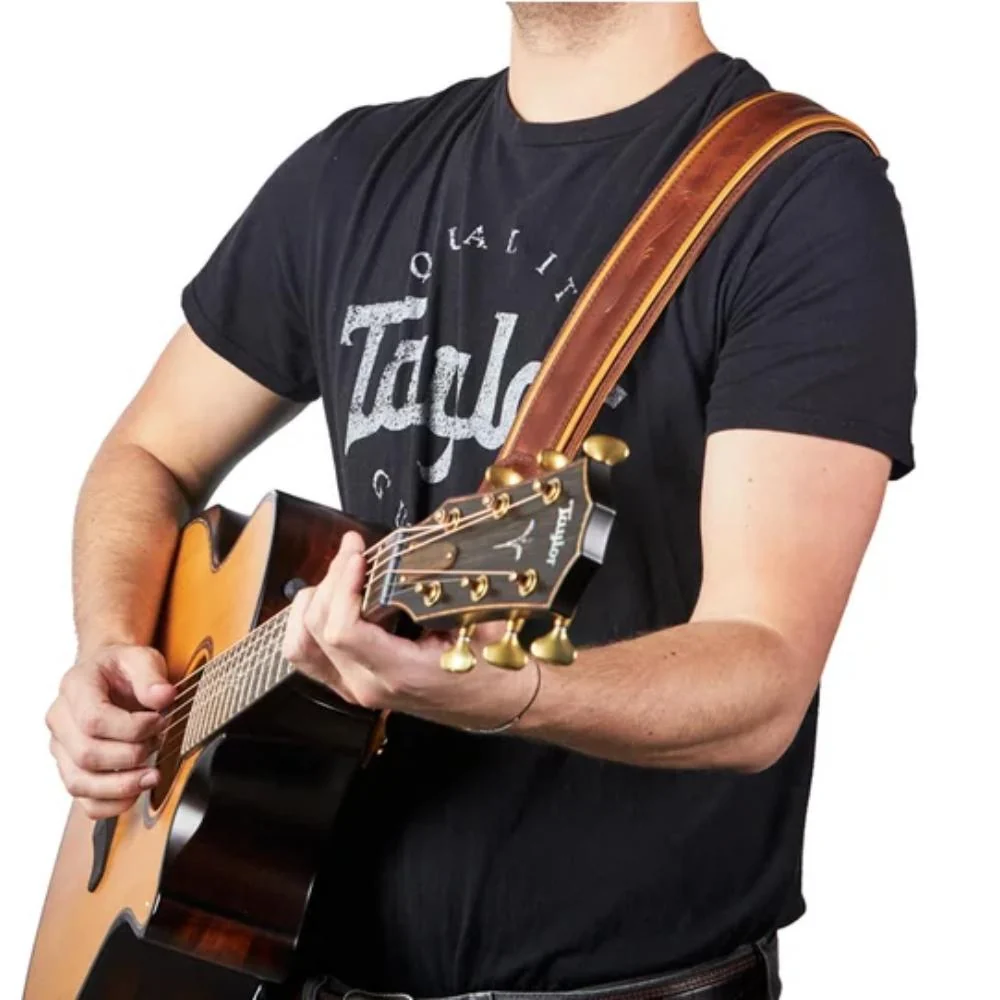 Taylor Spring Vine Leather Guitar Strap | 2.5" | Brown & Butterscotch - Image 2