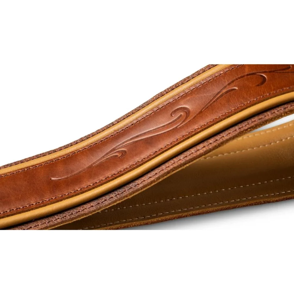 Taylor Spring Vine Leather Guitar Strap | 2.5" | Brown & Butterscotch - Image 3