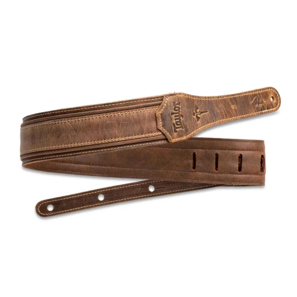 Taylor Wings Distressed Leather Guitar Strap | 3.0" | Dark Brown