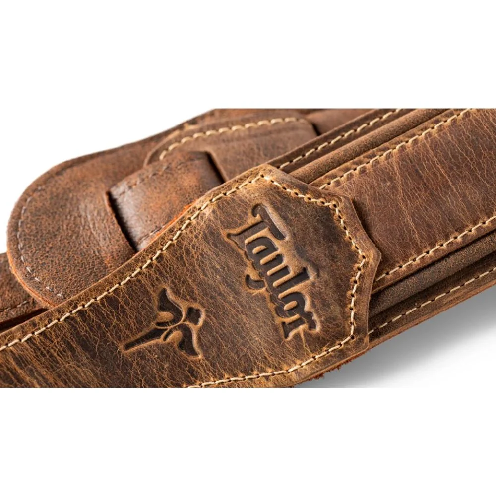 Taylor Wings Distressed Leather Guitar Strap | 3.0" | Dark Brown - Image 3