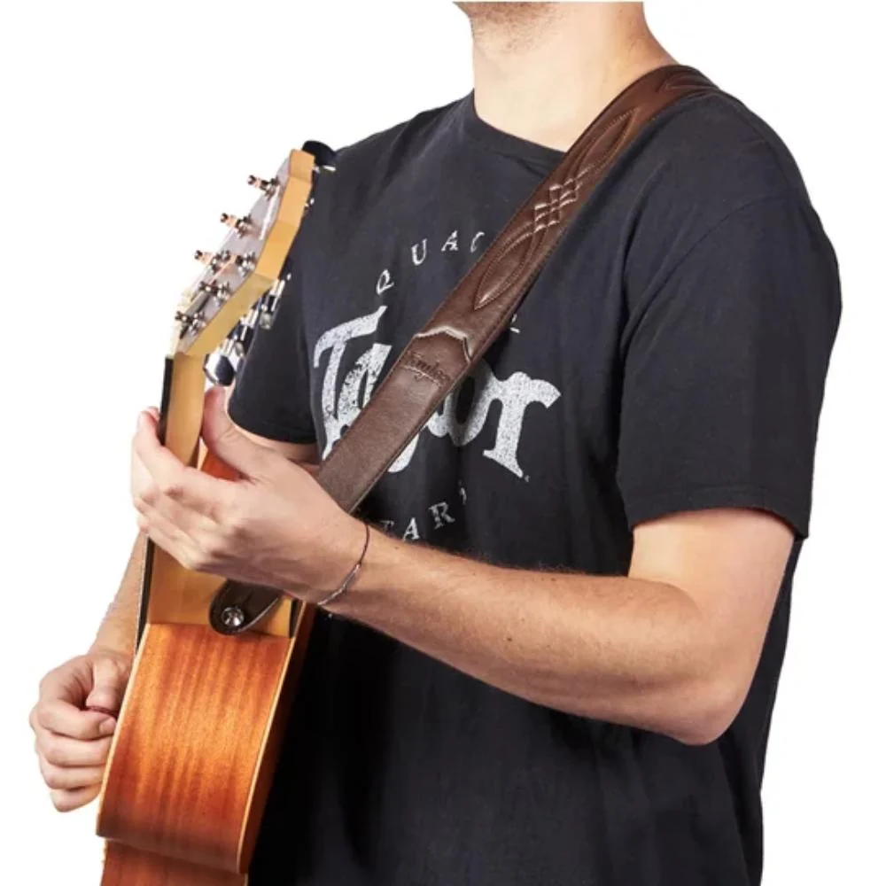 Taylor Vegan Leather Guitar Strap | 2.0" | Chocolate Brown - Image 2