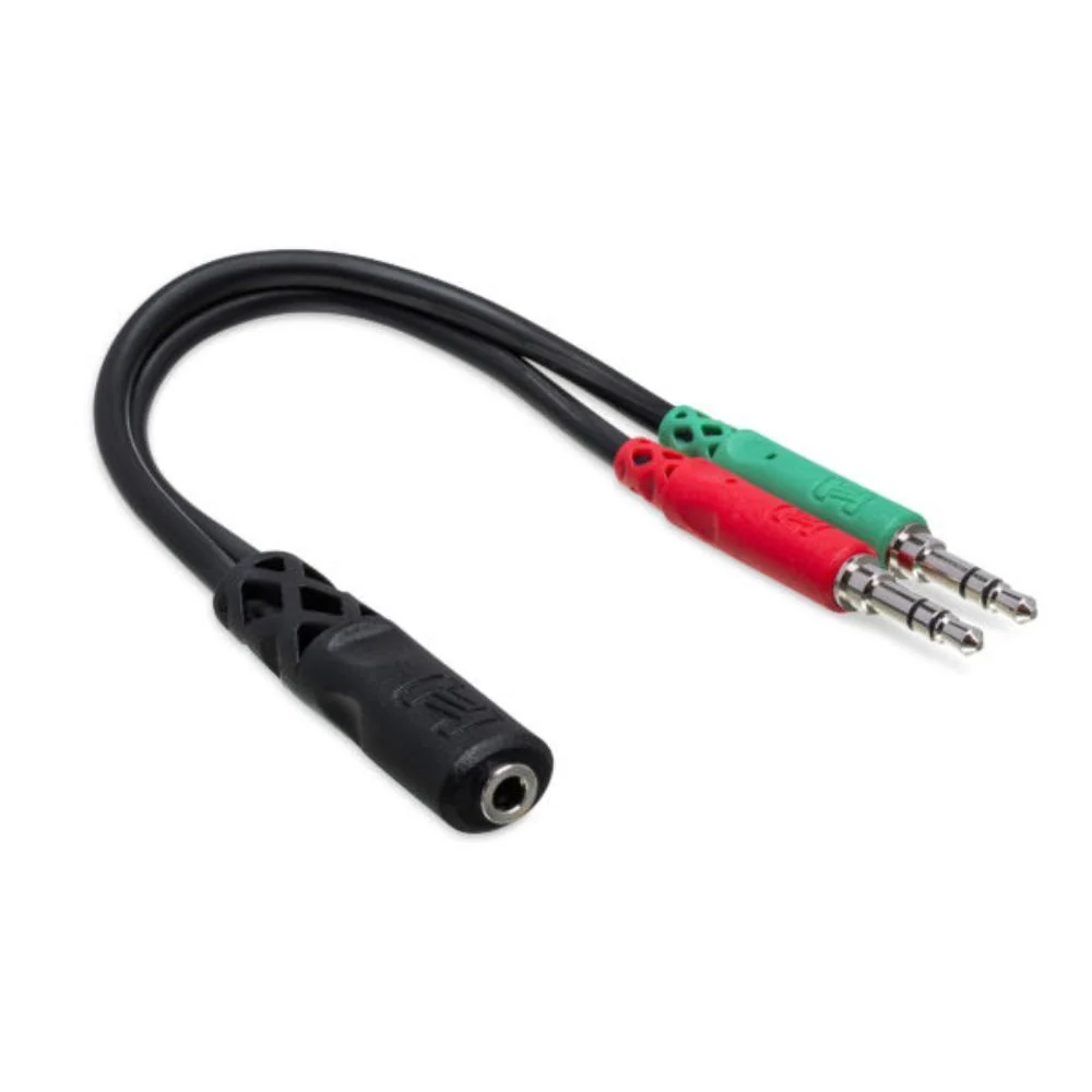 Hosa Headset/Mic Breakout Cable | 3.5mm TRRSF to Dual 3.5mm TRS