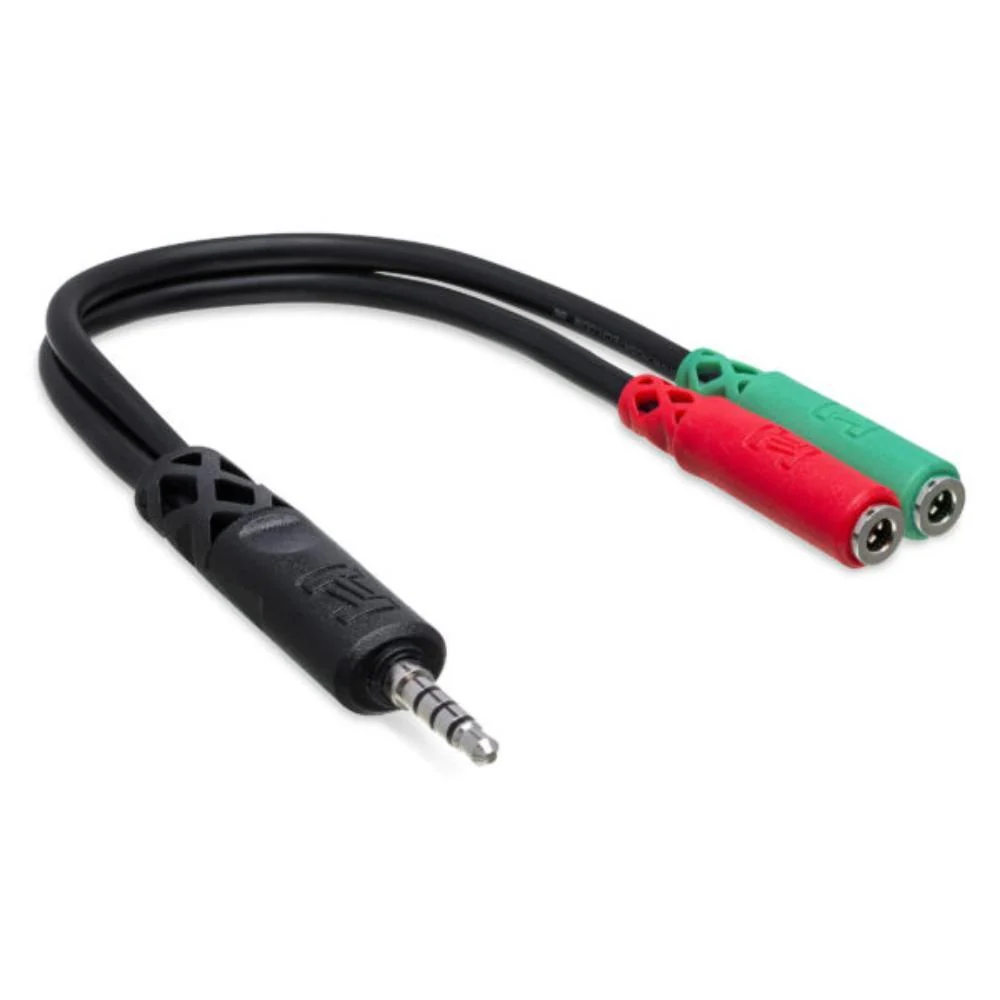 Hosa Headset/Mic Breakout Cable | 3.5mm TRRS to Dual 3.5mm TRSF